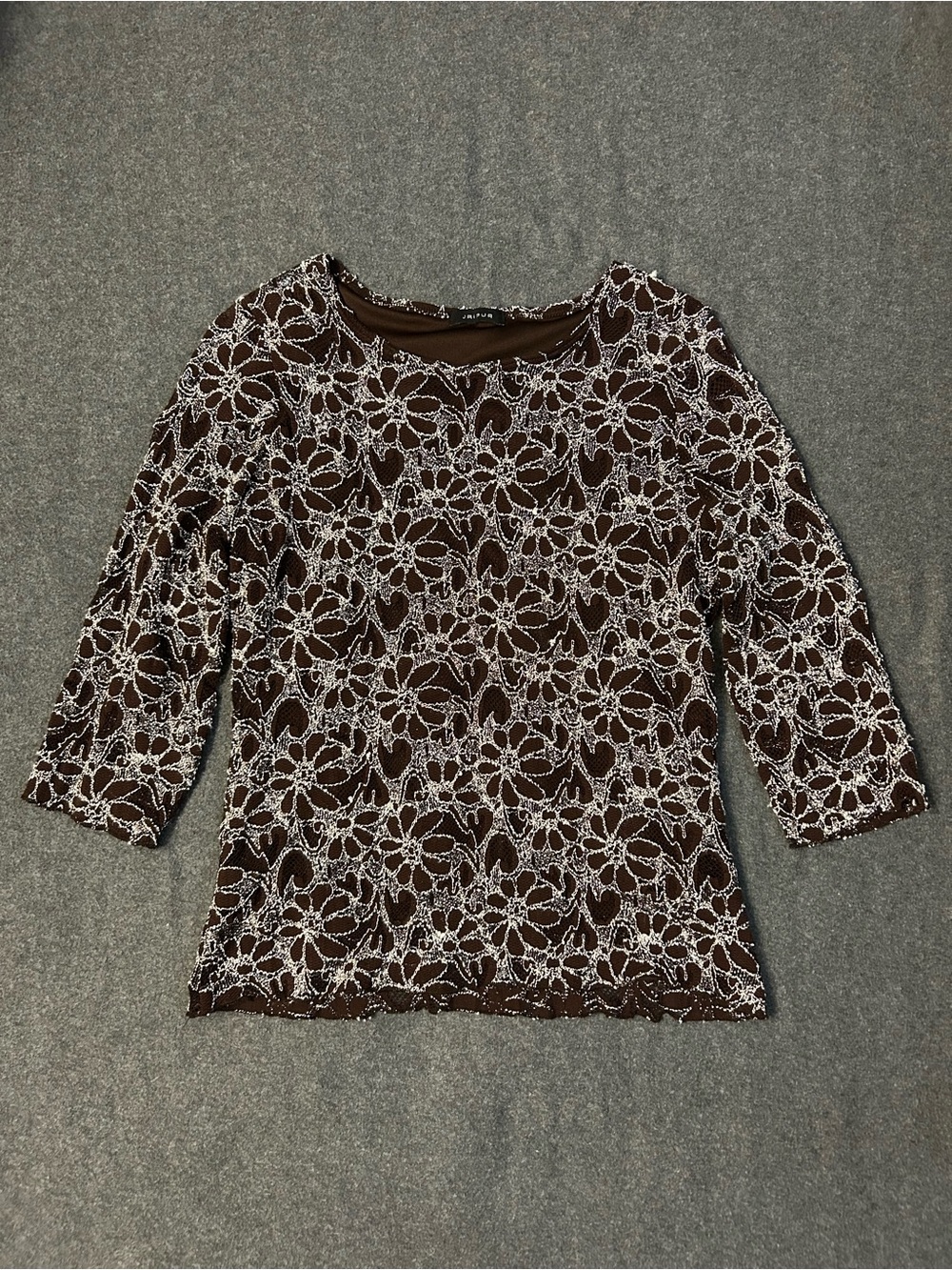 Womens Brown & White Floral Blouse